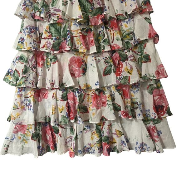 Alix‎ of Bohemia Tasha Rose Floral Ruffle Tiered Midi Skirt Small Cottagecore - Picture 9 of 16
